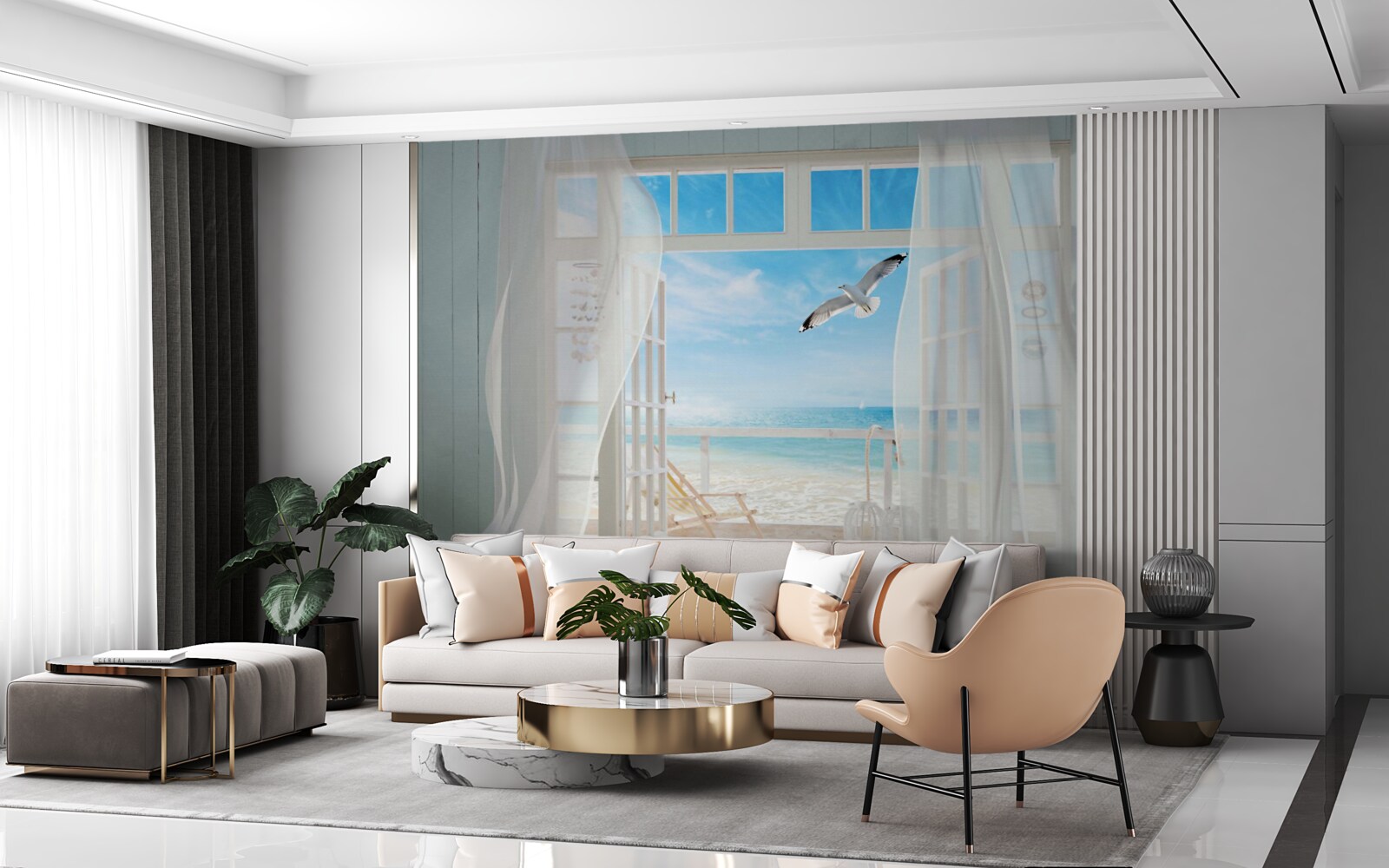 Fototapeta východ natretý farbou snehobieleho snehu viedol k piesočnatému pobrežiu