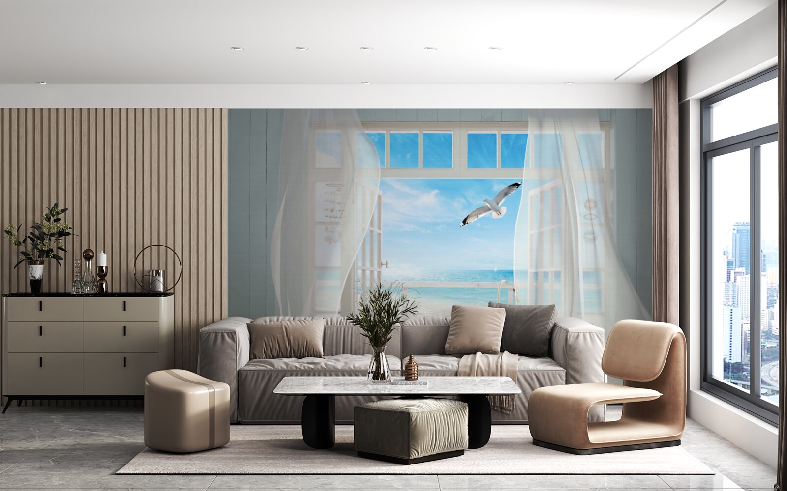 Fototapeta východ natretý farbou snehobieleho snehu viedol k piesočnatému pobrežiu