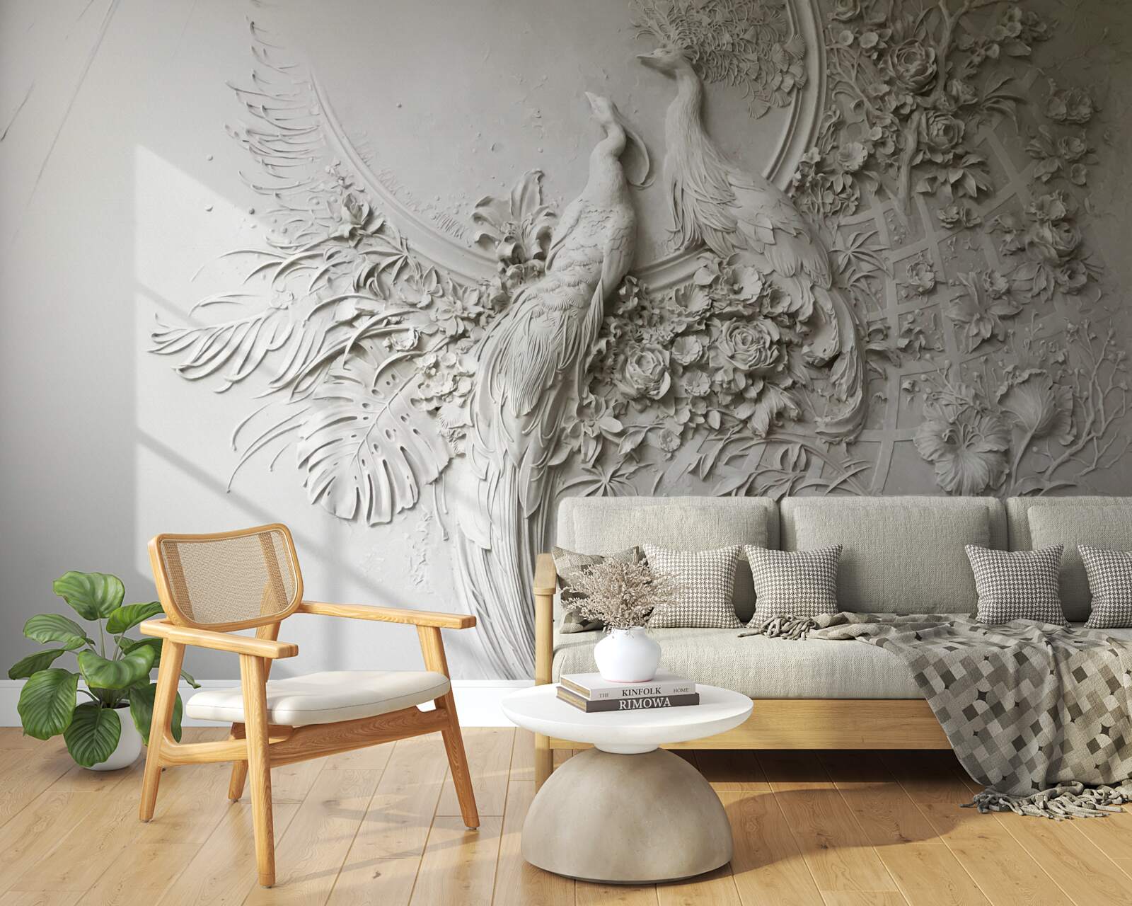 Fototapeta kvitnúci strom zdobia pávy