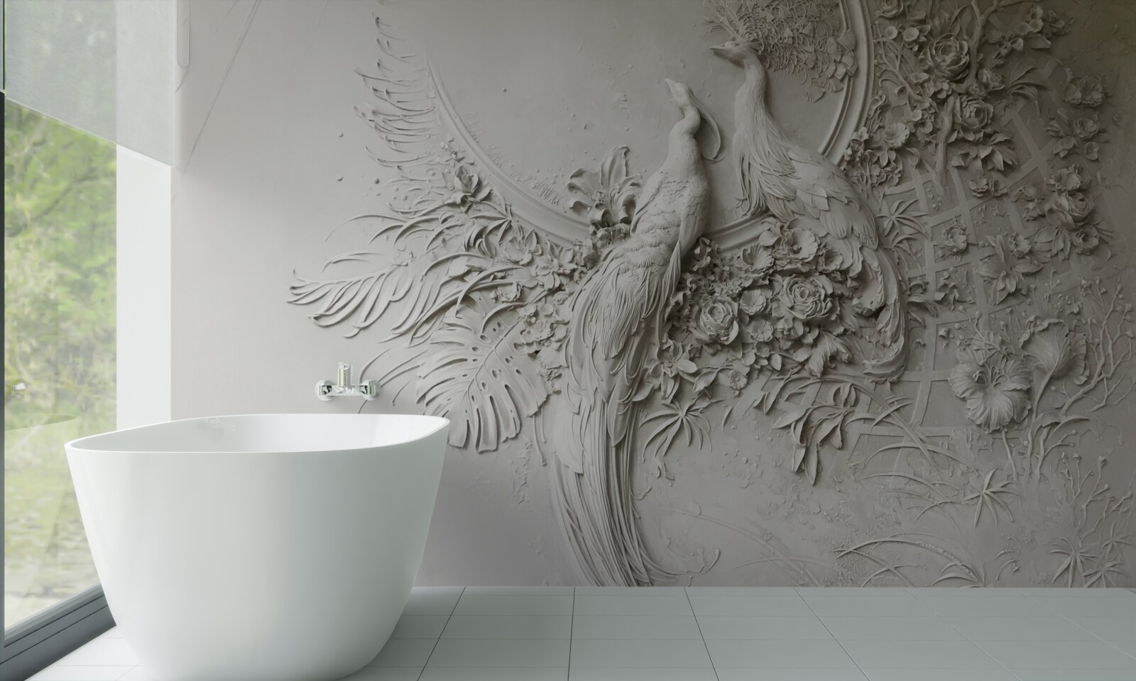 Fototapeta kvitnúci strom zdobia pávy