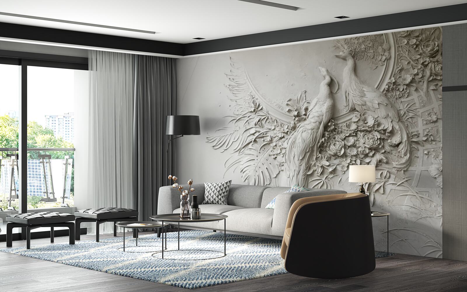 Fototapeta kvitnúci strom zdobia pávy