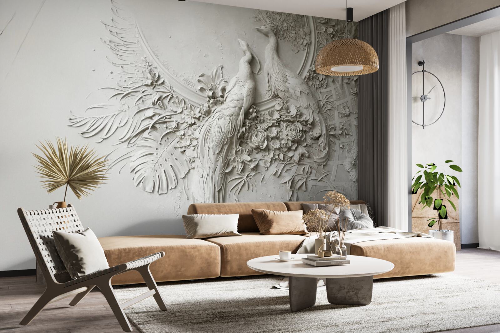 Fototapeta kvitnúci strom zdobia pávy