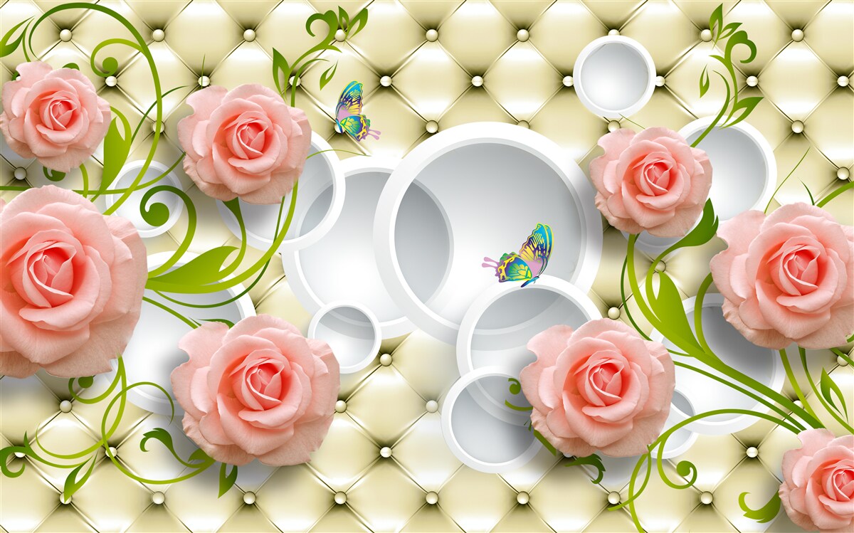 Fototapeta jemne ružové ruže so zelenými stonkami