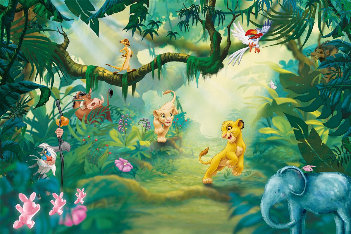 Fototapeta leví kráľ žije v džungli so svojimi priateľmi