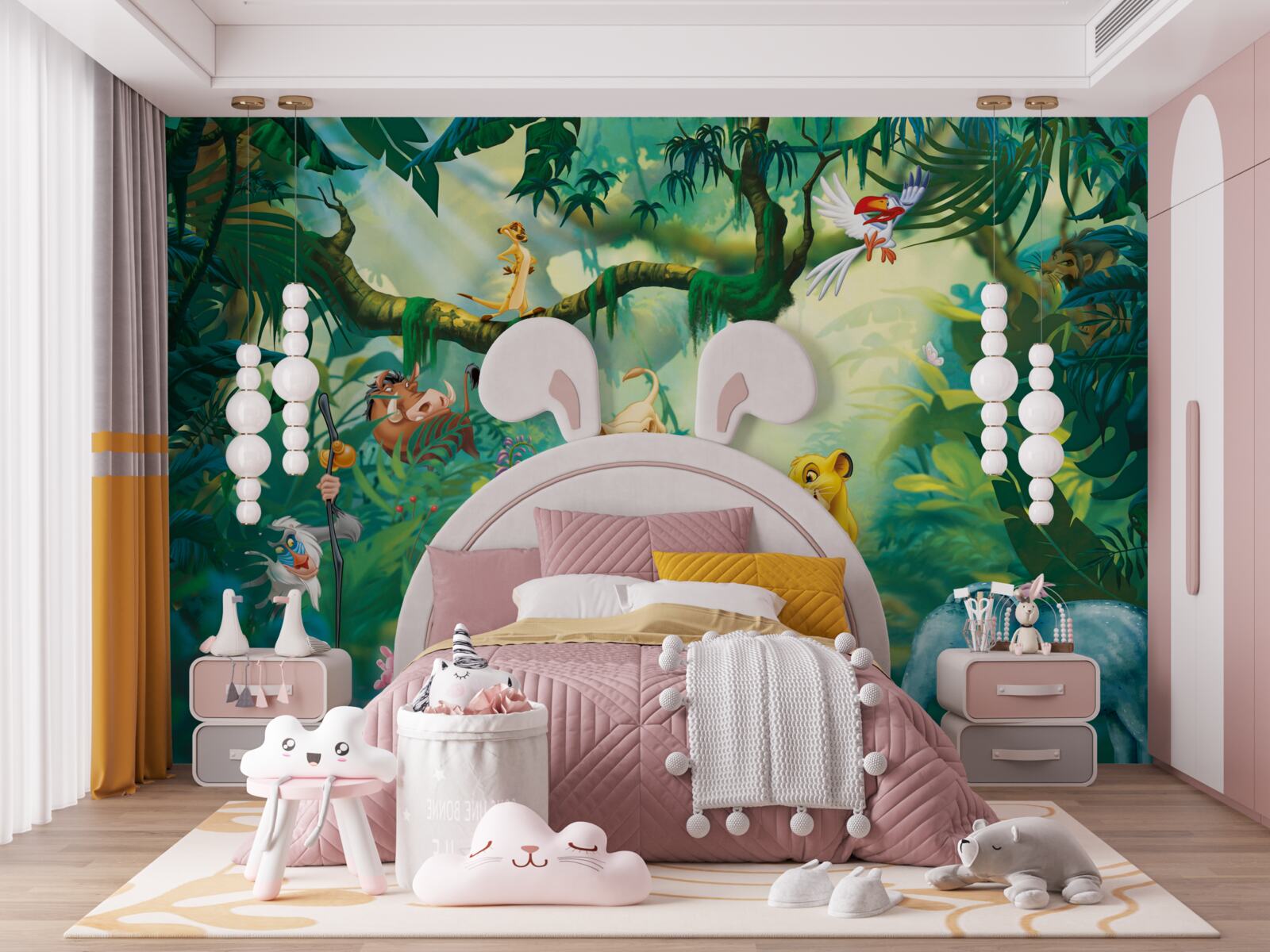 Fototapeta leví kráľ žije v džungli so svojimi priateľmi