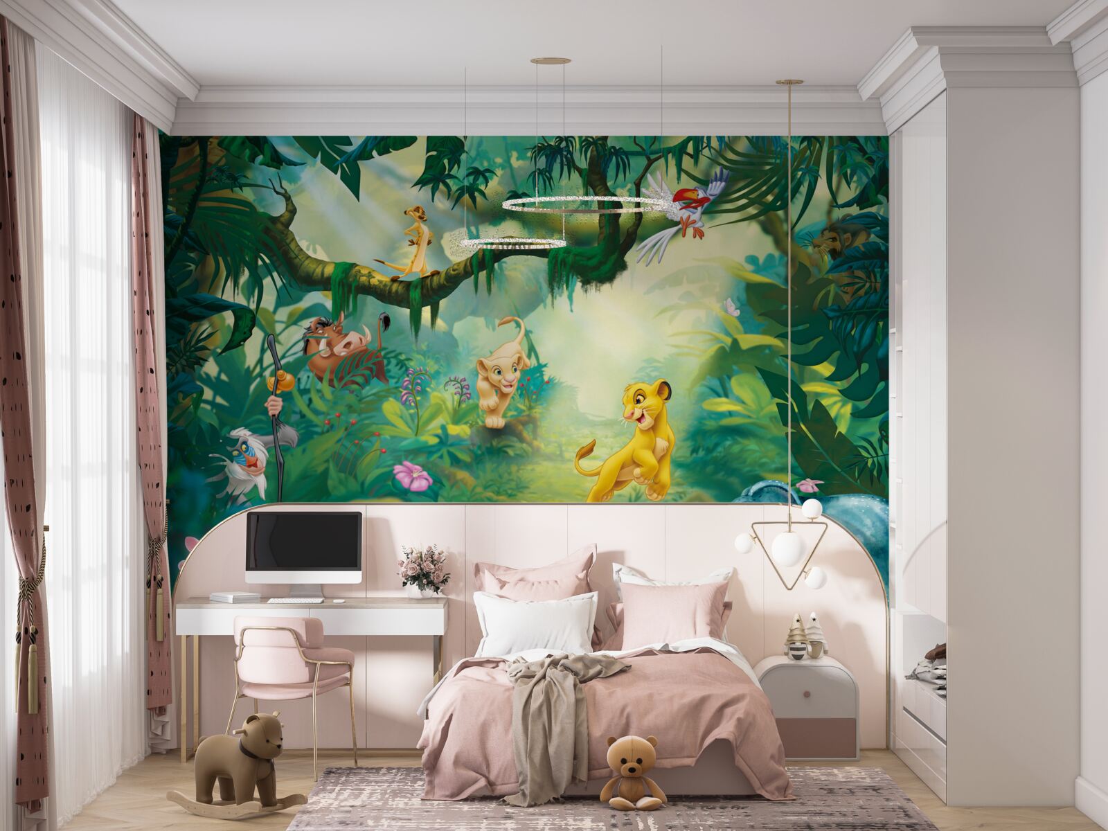 Fototapeta leví kráľ žije v džungli so svojimi priateľmi