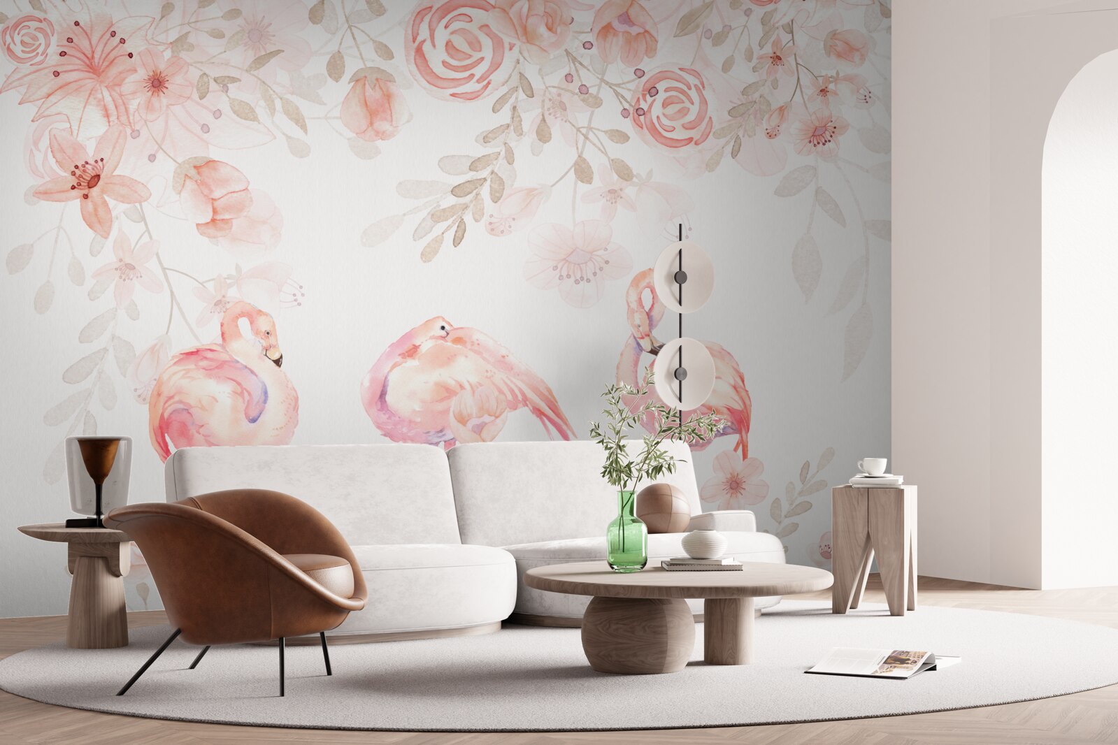 Fototapeta ružové plameniaky a puky