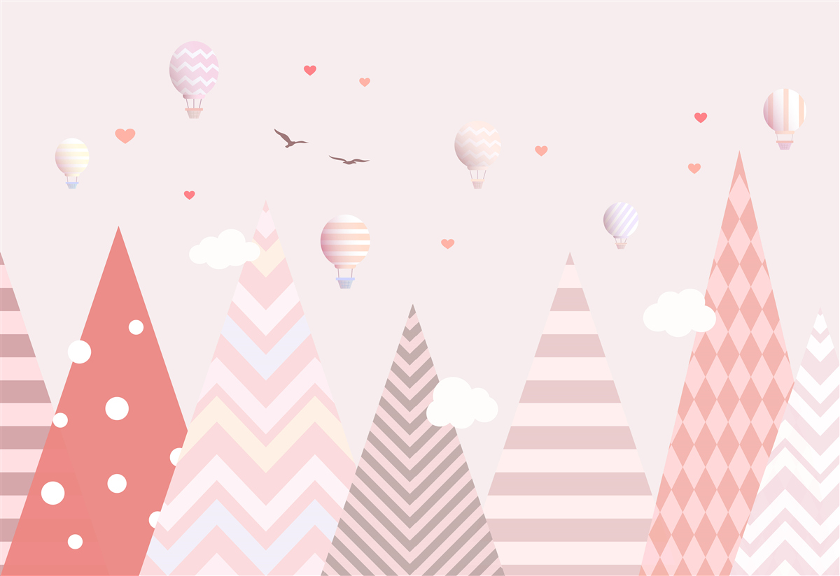 Fototapeta ružové hory zdobené balónmi