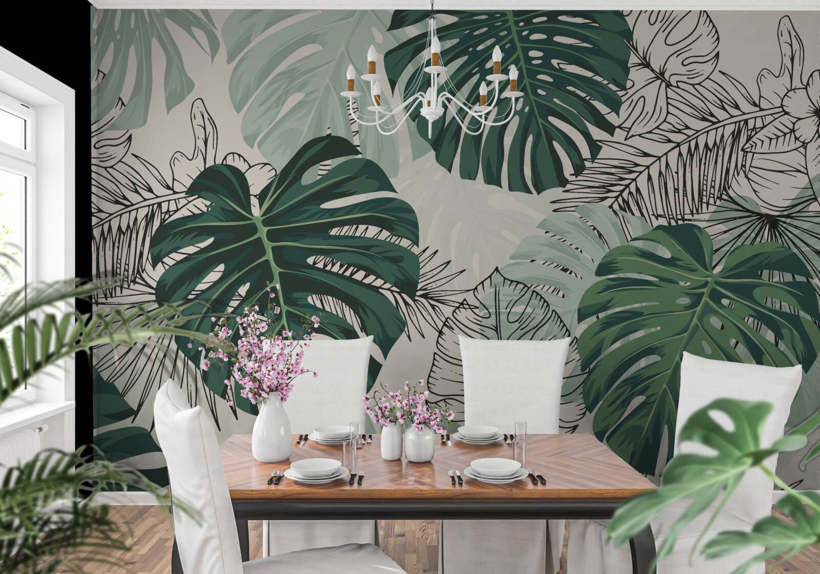 Fototapeta textúrované listy monstera sú majestátne