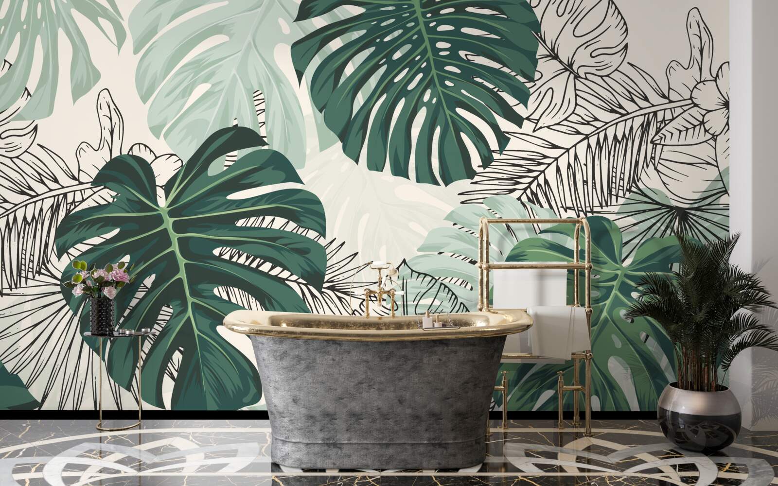 Fototapeta textúrované listy monstera sú majestátne