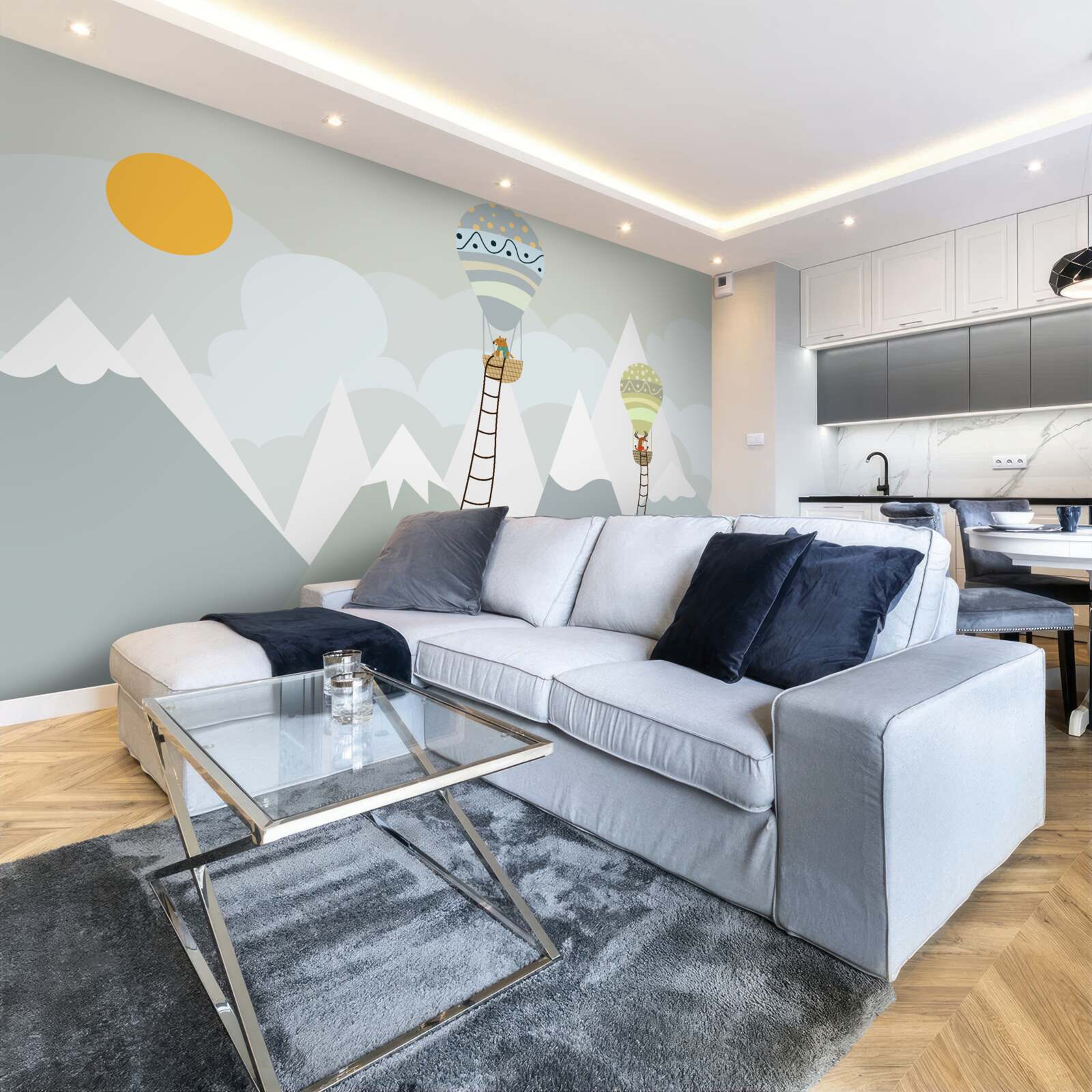 Fototapeta biologické bytosti zabalené v balónoch obklopené horami