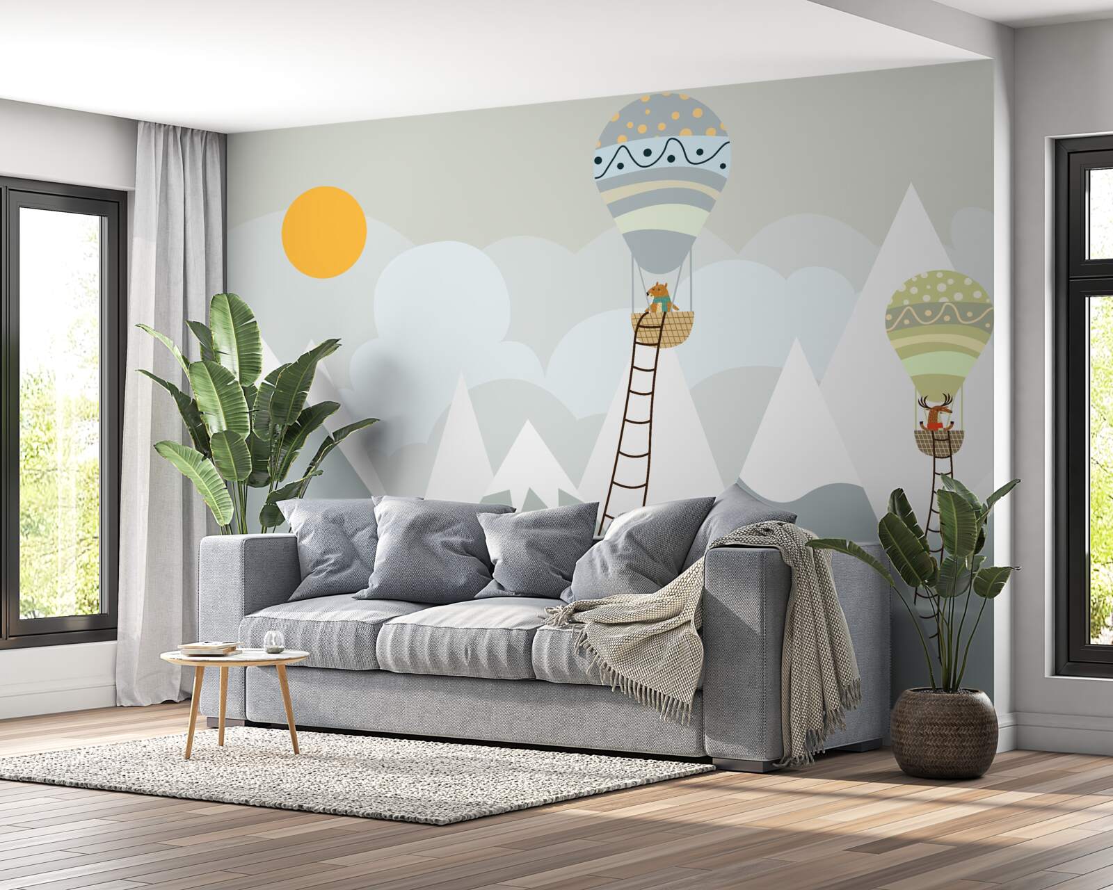 Fototapeta biologické bytosti zabalené v balónoch obklopené horami