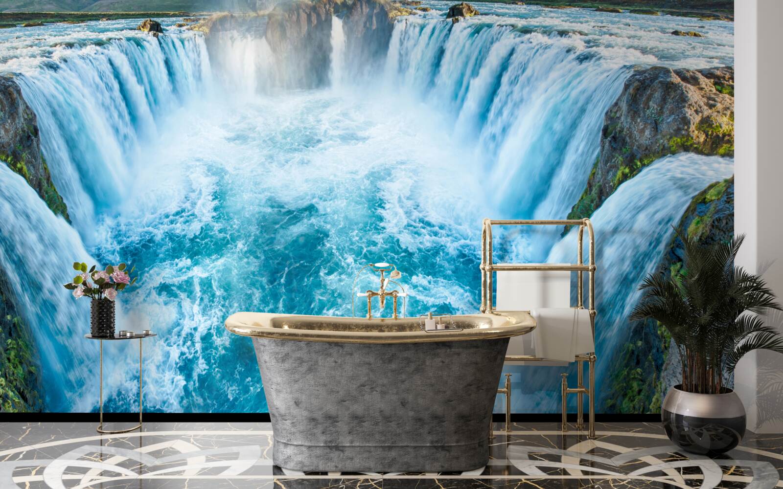 Fototapeta séria vodopádov padajúcich do rieky