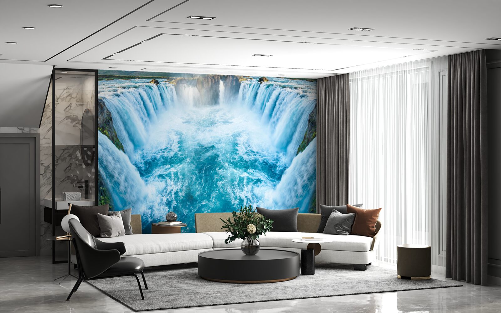 Fototapeta séria vodopádov padajúcich do rieky