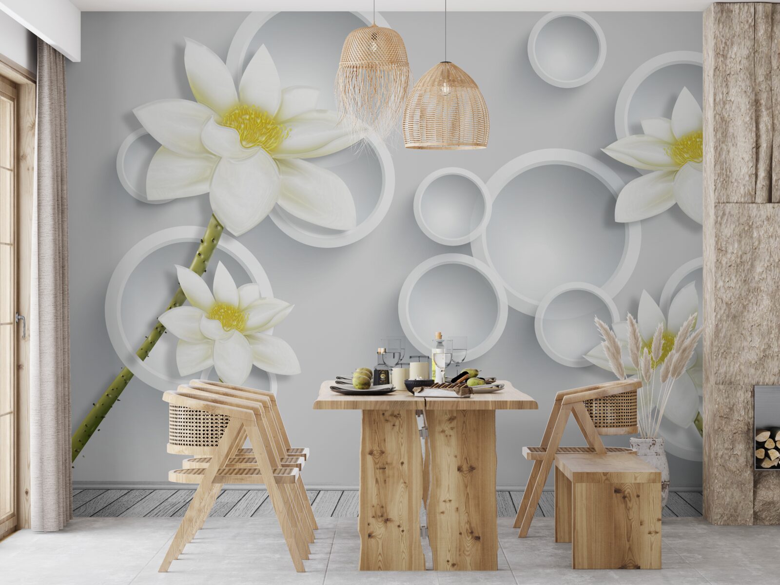 Fototapeta kvety sú biele so žltými stredmi