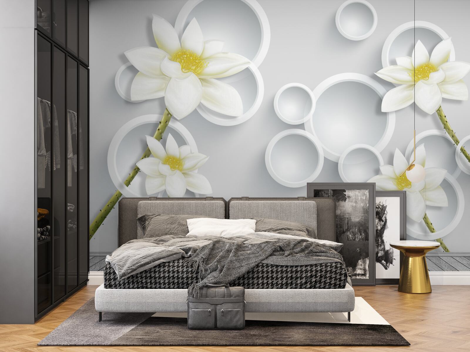 Fototapeta kvety sú biele so žltými stredmi