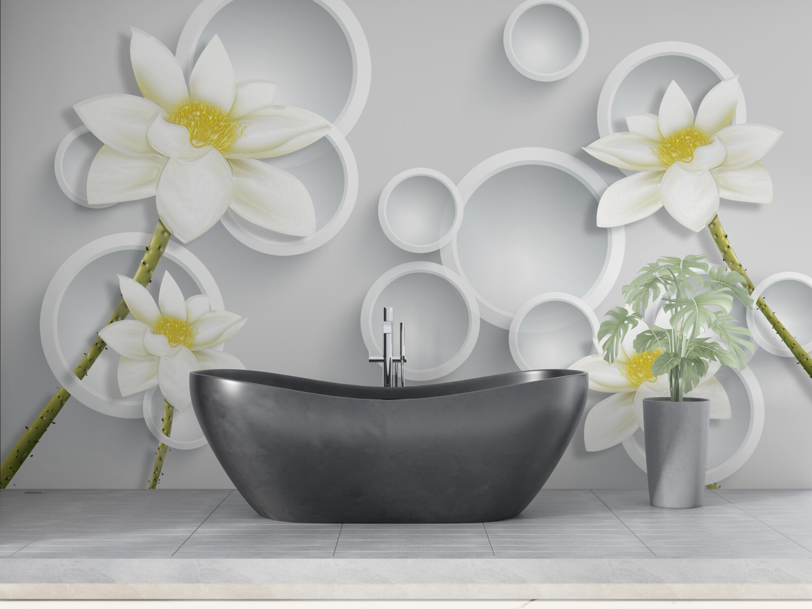 Fototapeta kvety sú biele so žltými stredmi