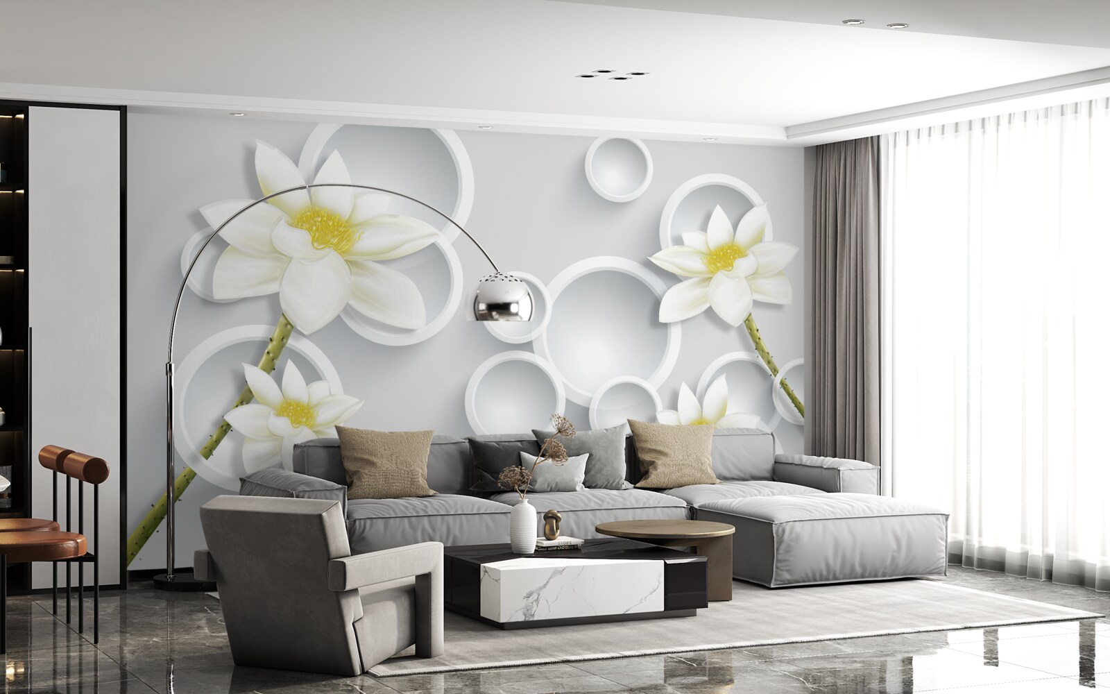 Fototapeta kvety sú biele so žltými stredmi