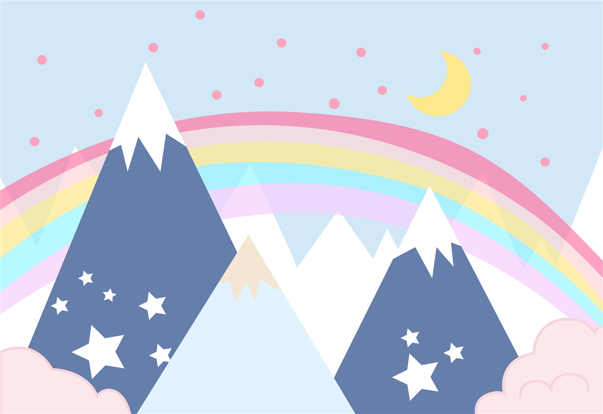 Fototapeta hory v modrom odtieni v pozadí s dúhou