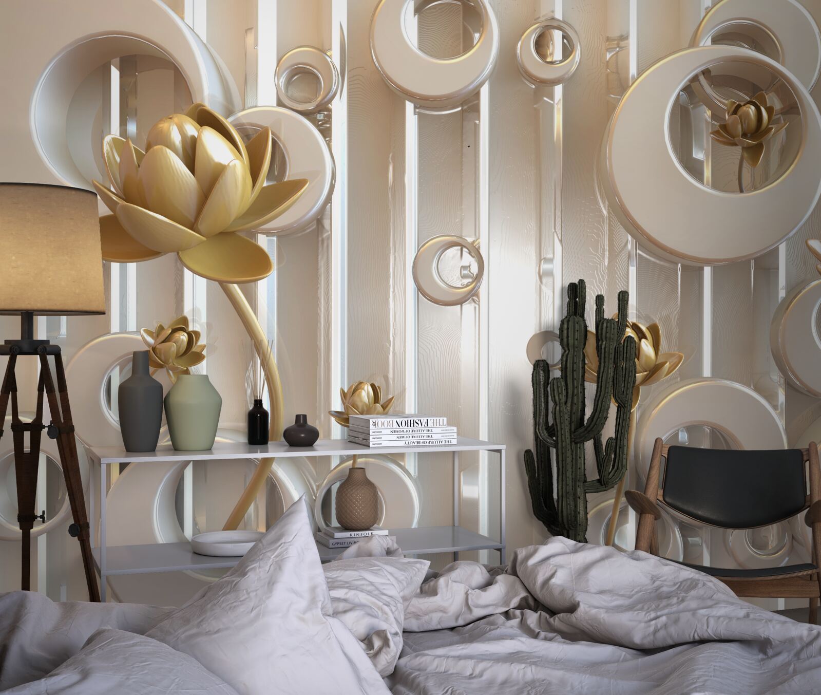 Fototapeta zlaté kvety a mesačné gule