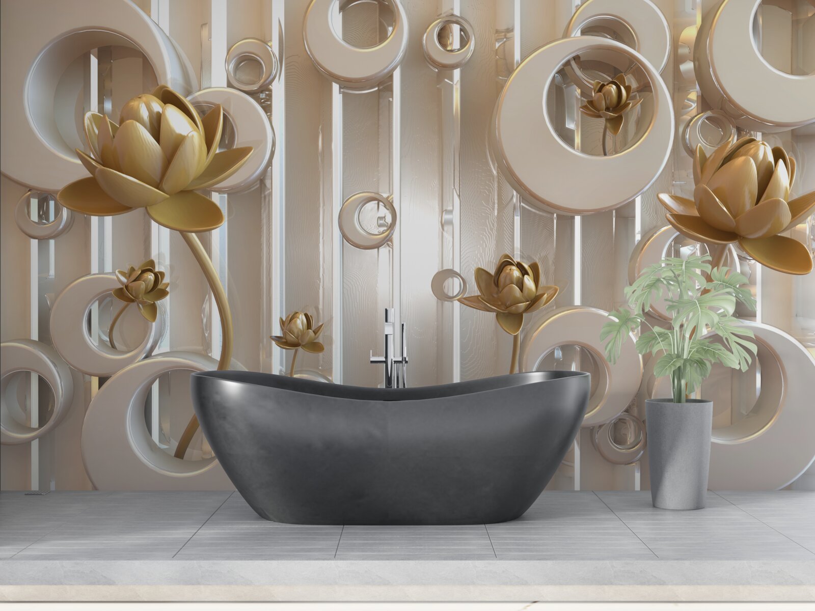 Fototapeta zlaté kvety a mesačné gule