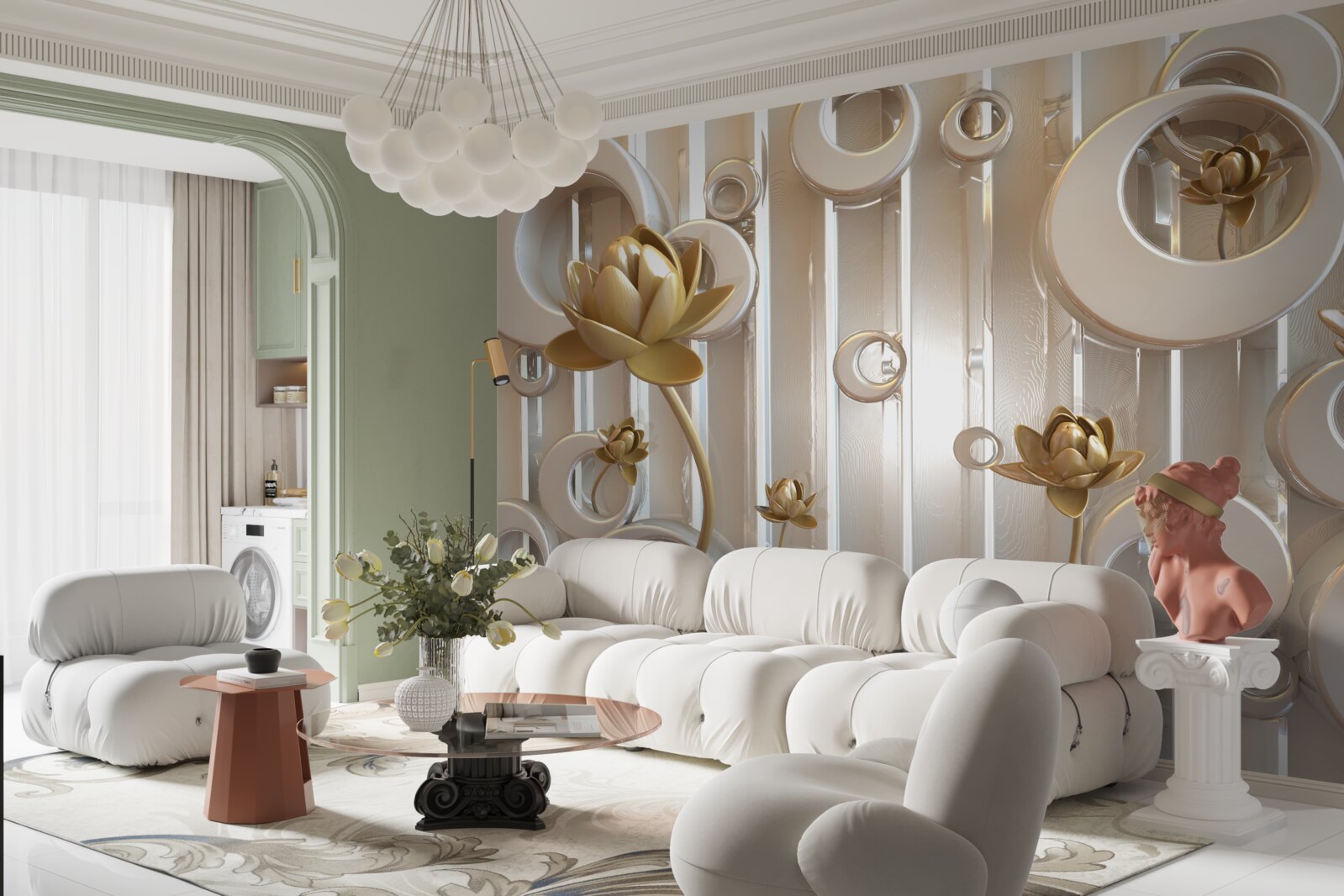 Fototapeta zlaté kvety a mesačné gule