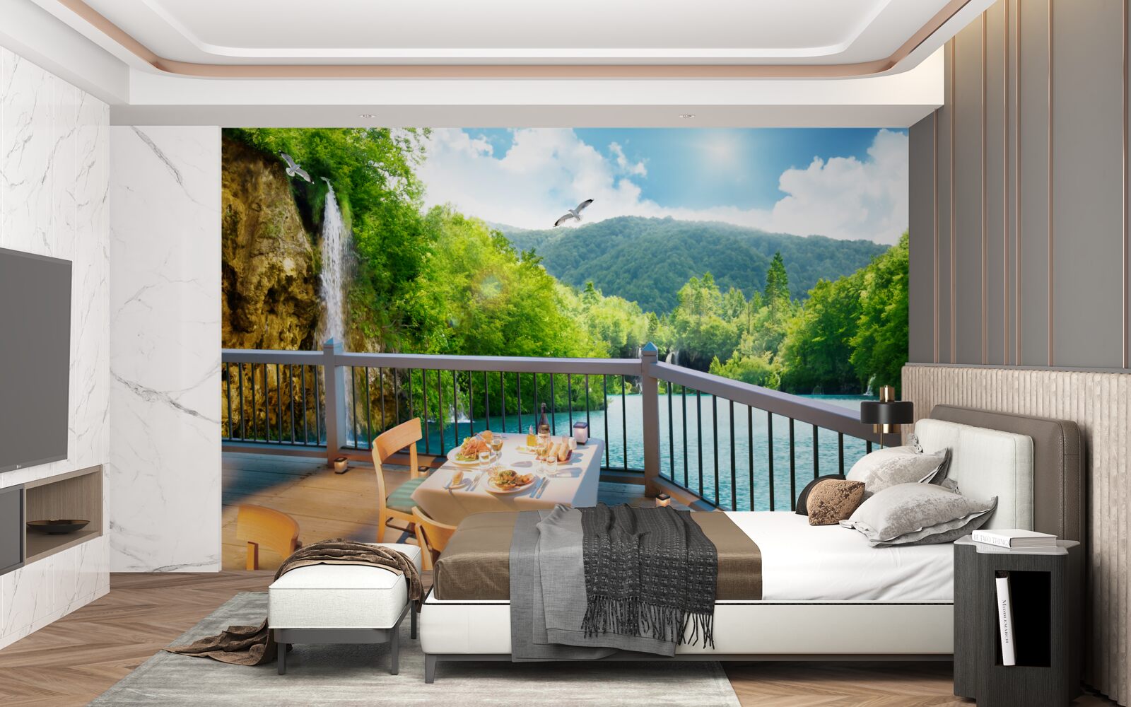 Fototapeta Raňajky s úžasnou scenériou