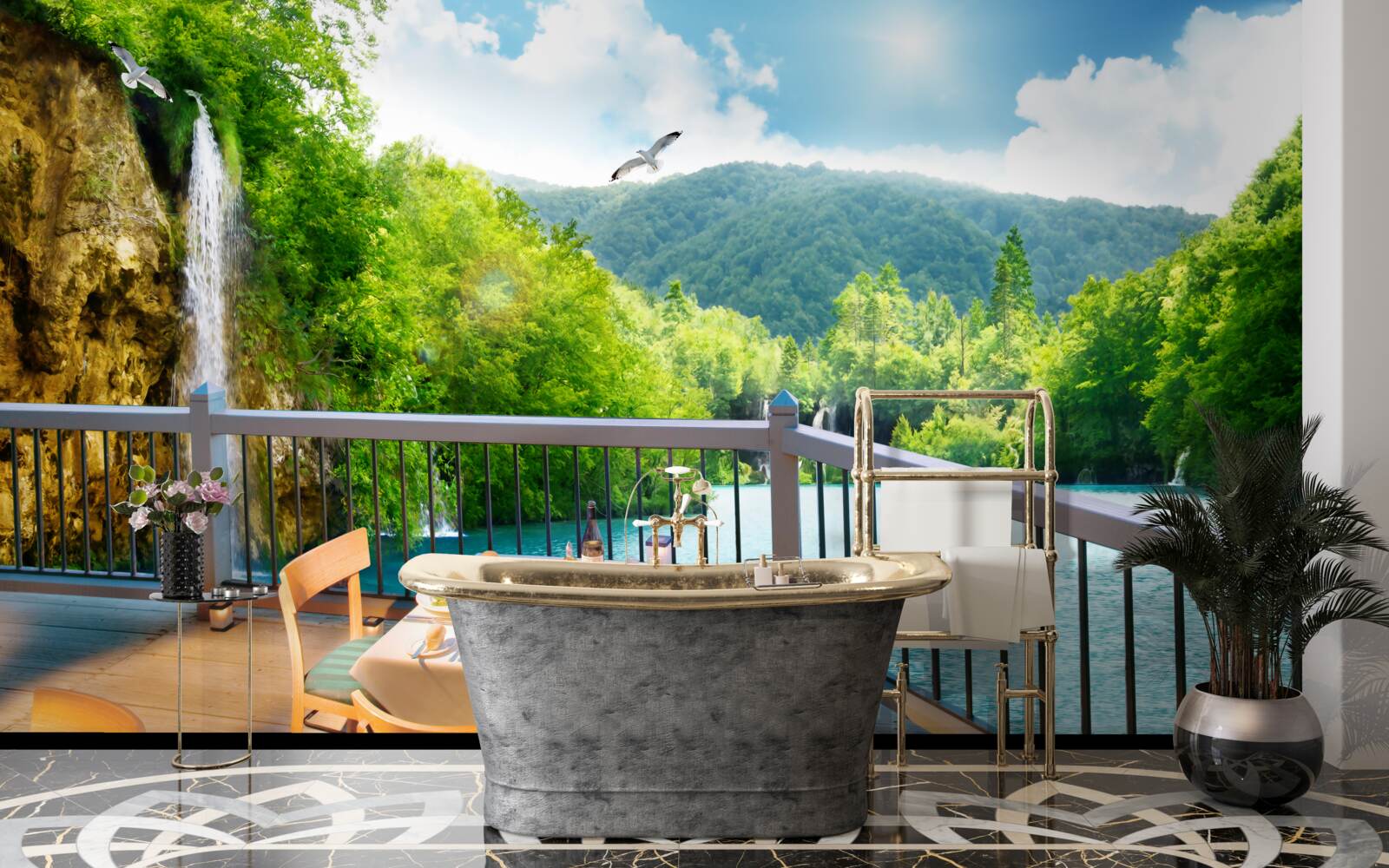 Fototapeta Raňajky s úžasnou scenériou