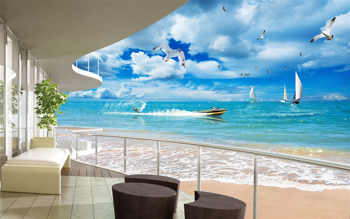 Fototapeta výhľad na more a moderný altánok