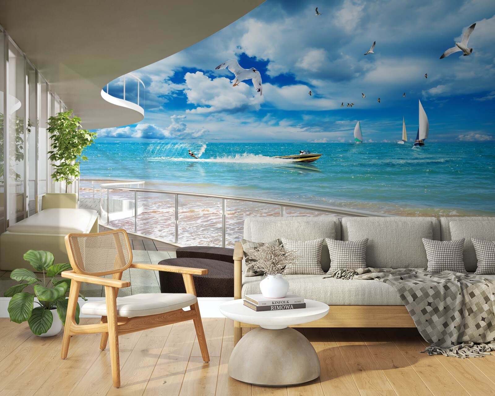 Fototapeta výhľad na more a moderný altánok