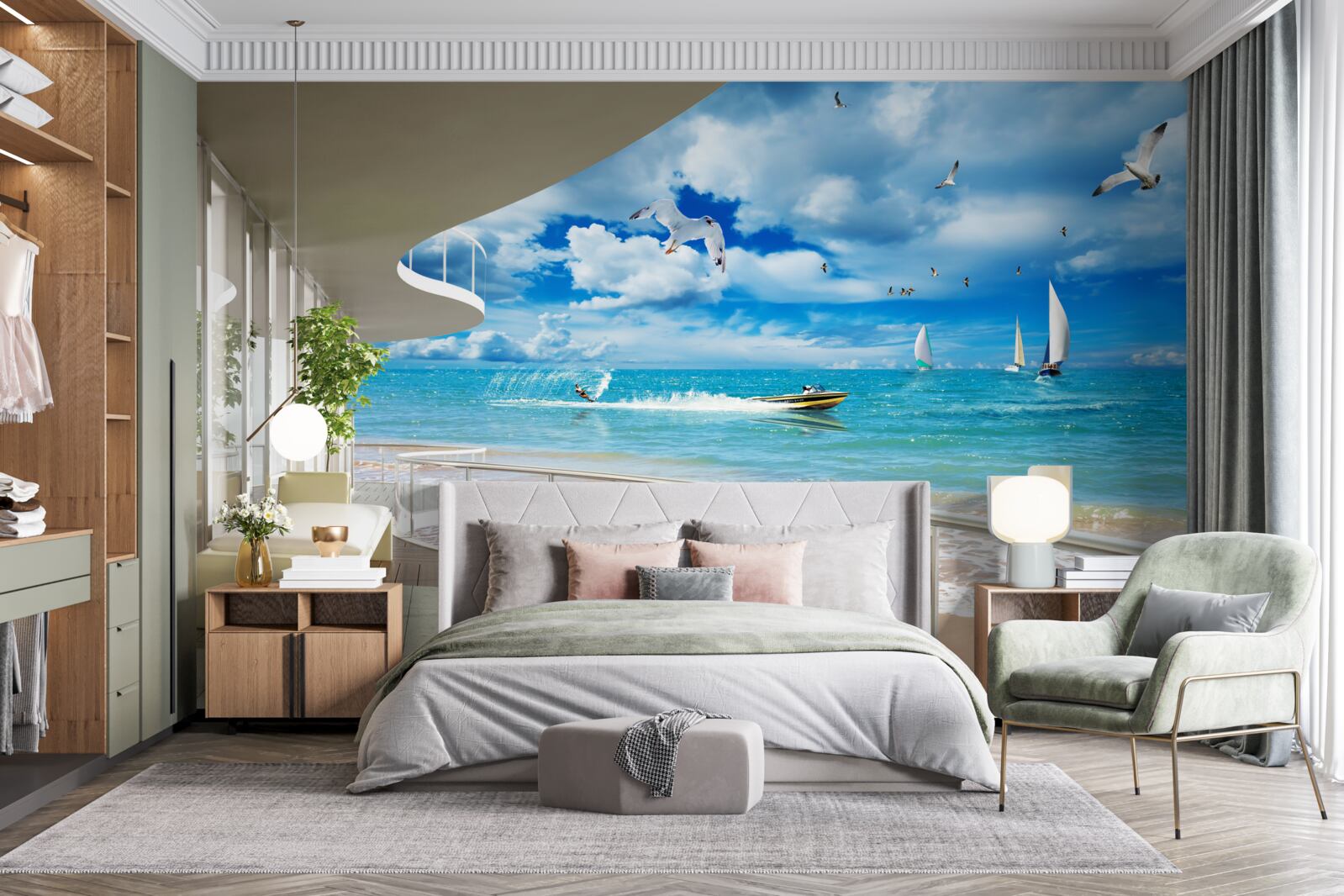 Fototapeta výhľad na more a moderný altánok