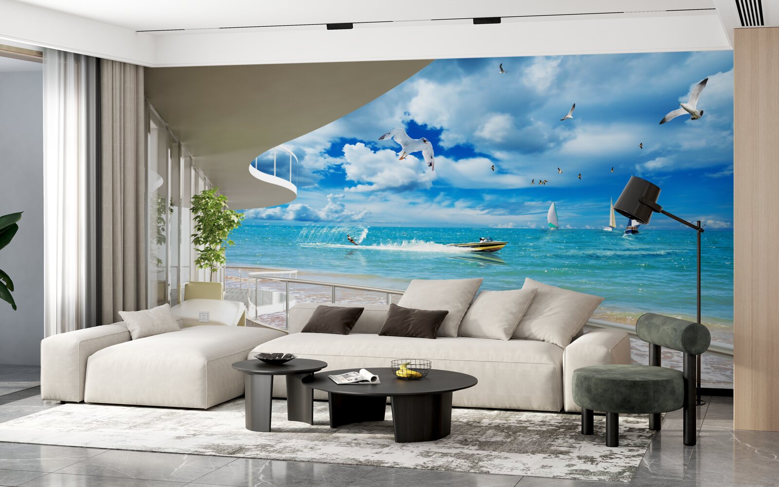 Fototapeta výhľad na more a moderný altánok