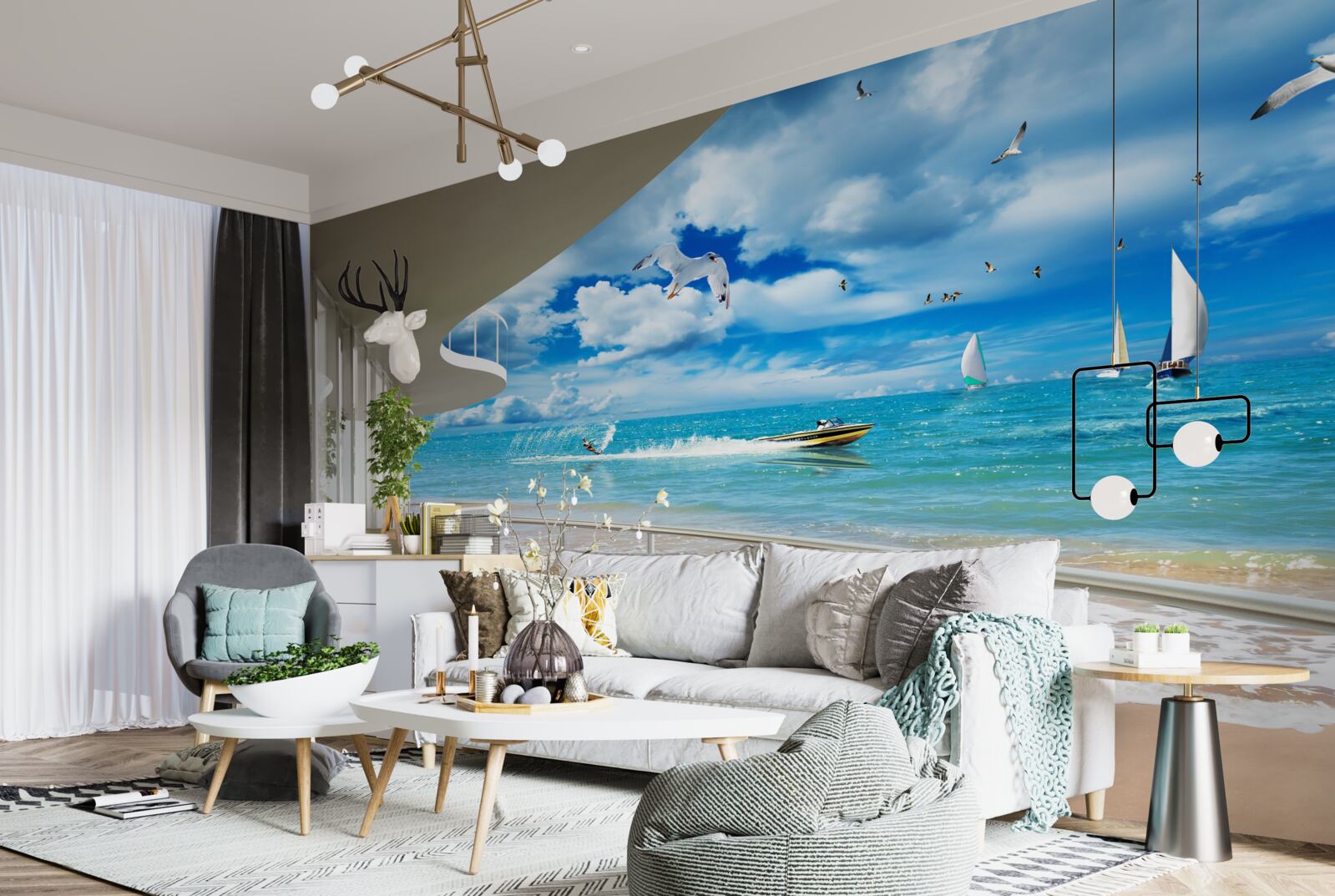 Fototapeta výhľad na more a moderný altánok