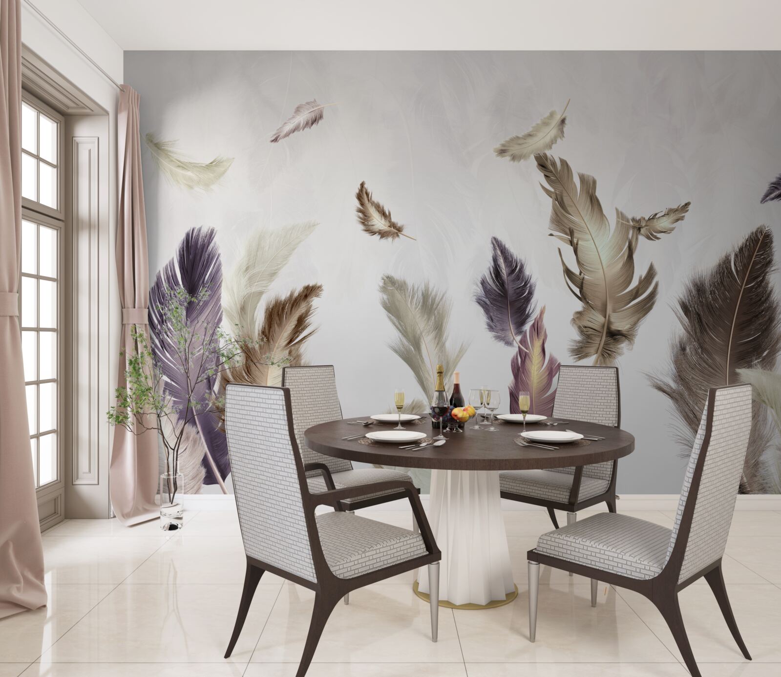 Fototapeta krémové odtiene pierok