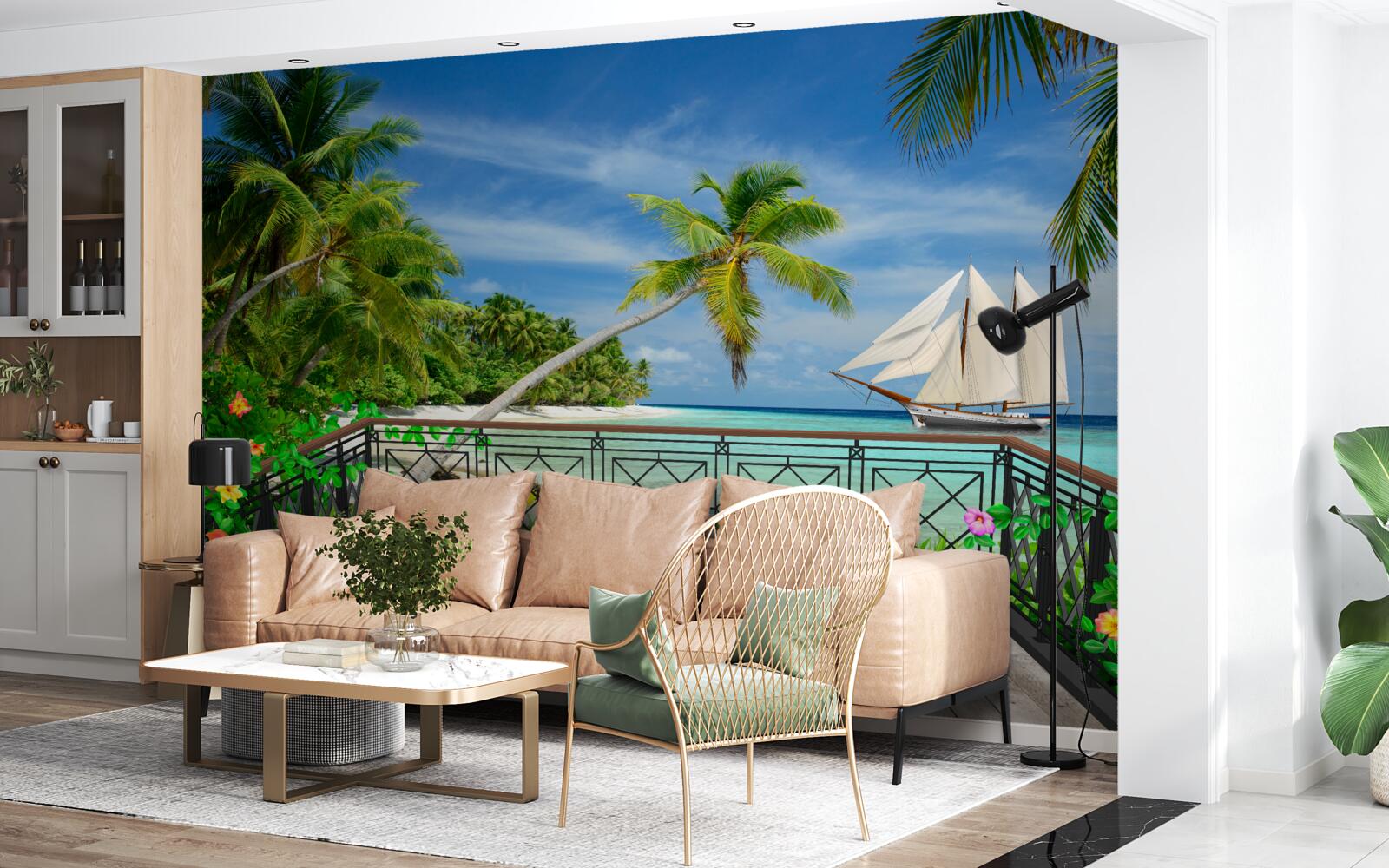 Fototapeta pri mori s balkónom