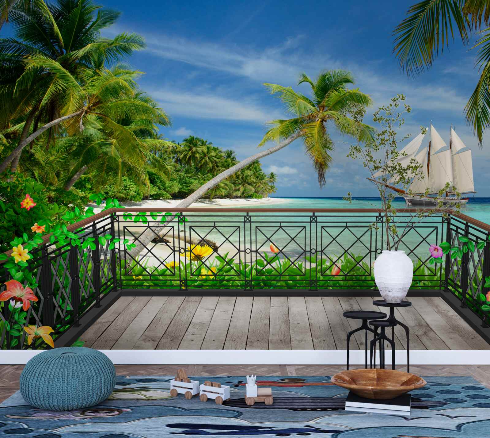 Fototapeta pri mori s balkónom