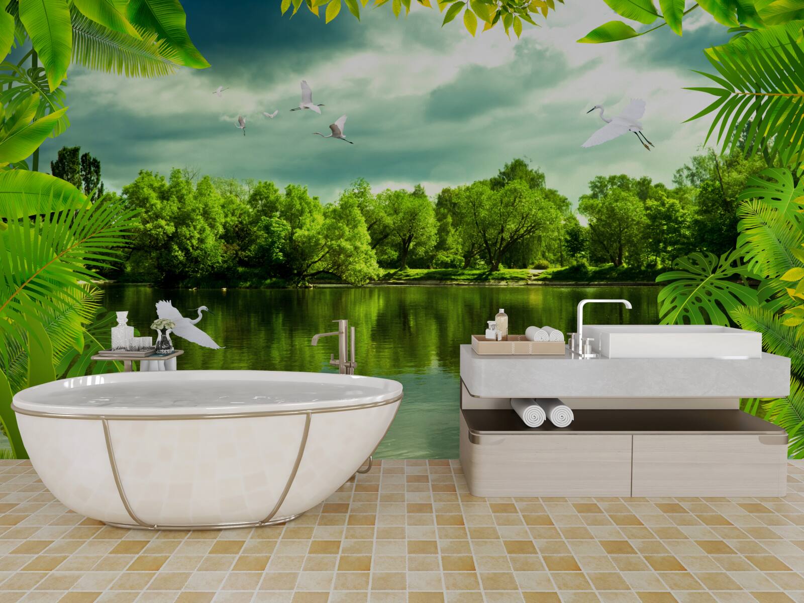 Fototapeta nádherné jazero v lese