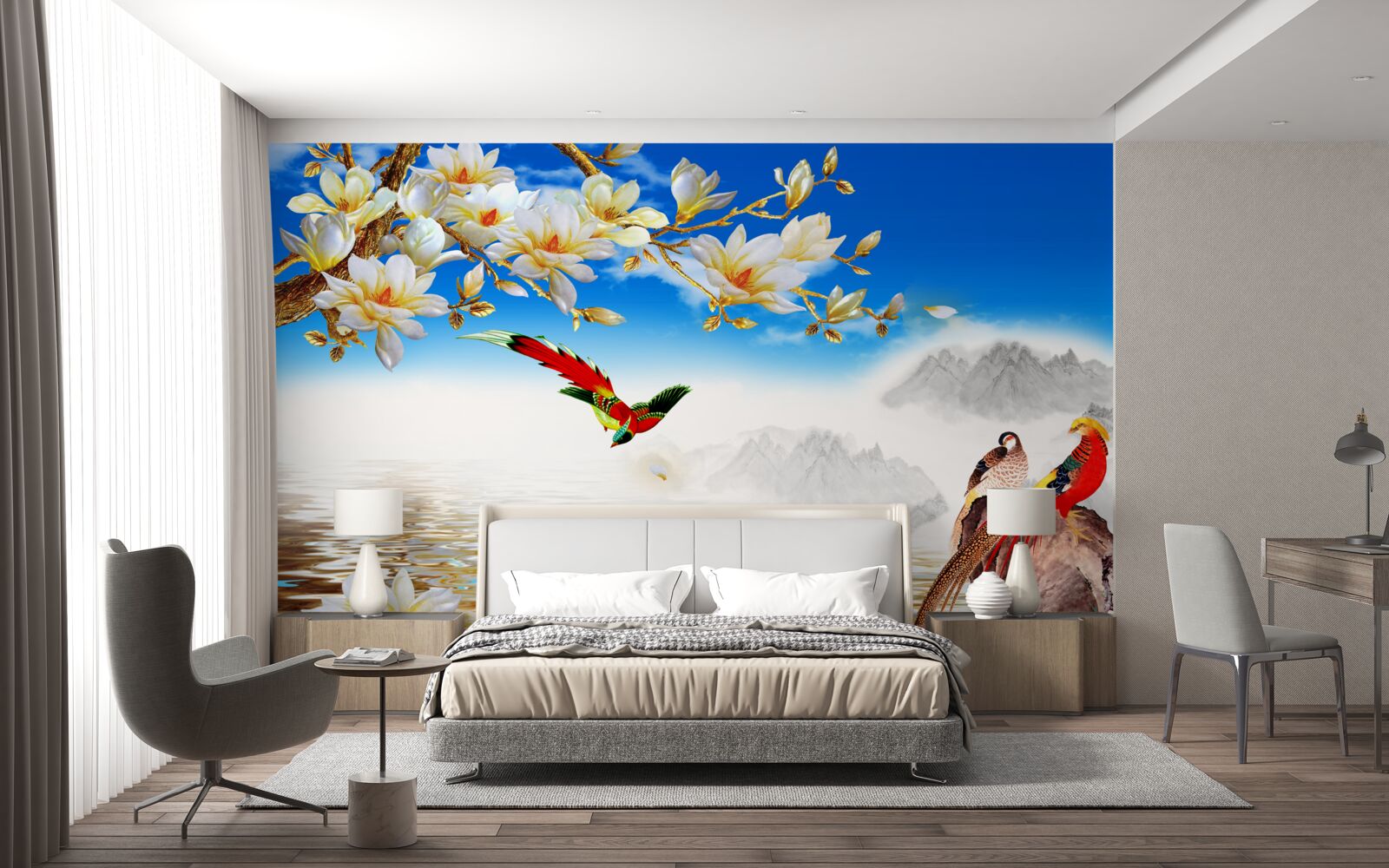 Fototapeta roztomilé vtáky pri rybníku