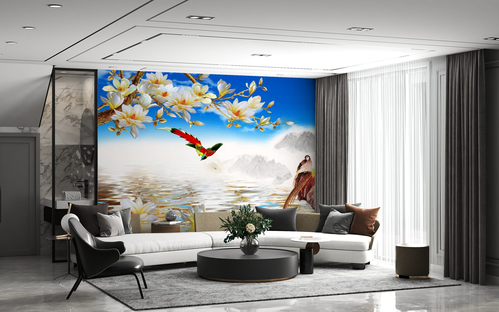 Fototapeta roztomilé vtáky pri rybníku