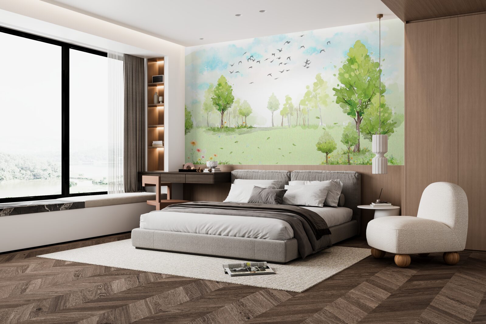 Fototapeta let vtákov medzi stromami