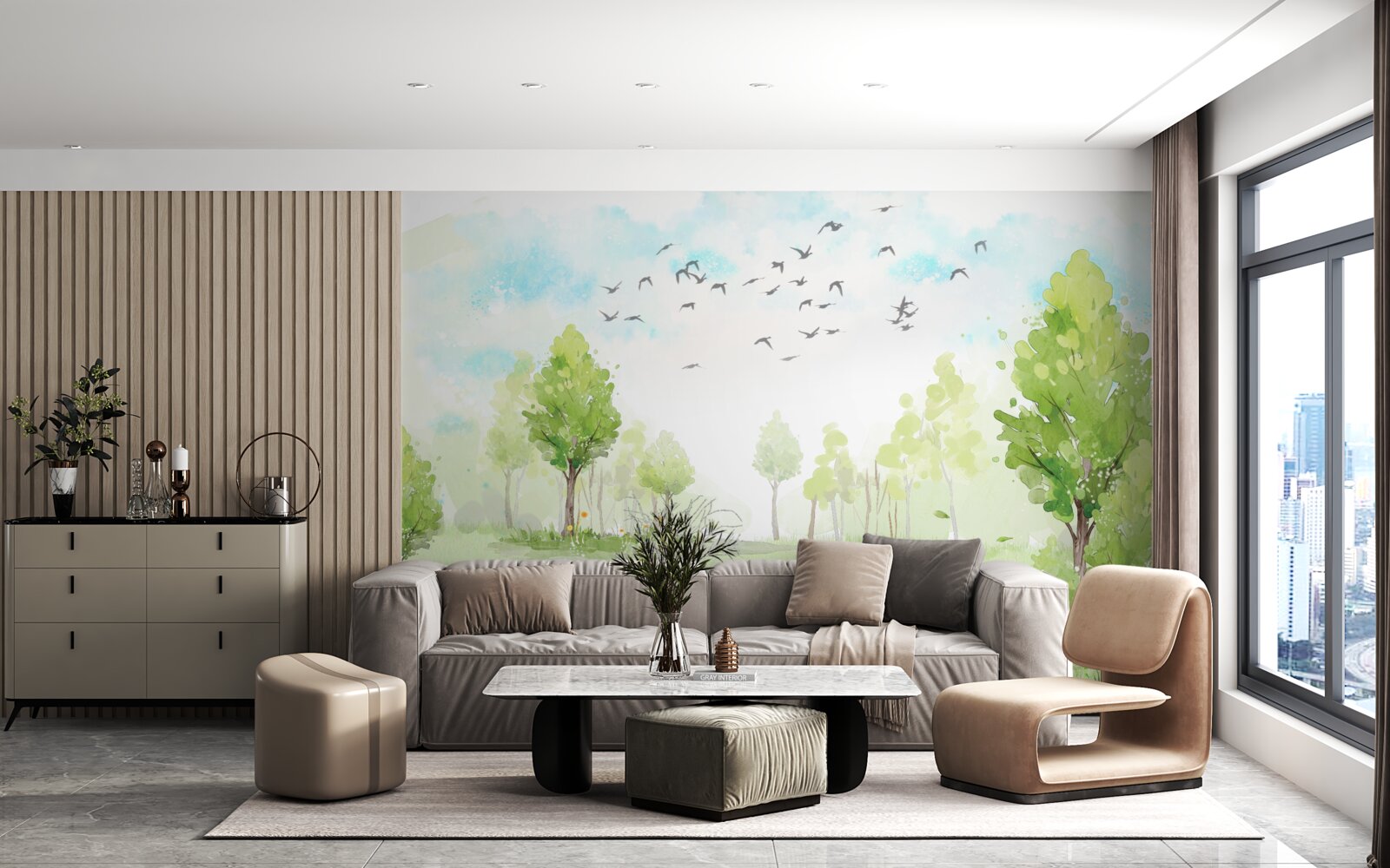 Fototapeta let vtákov medzi stromami