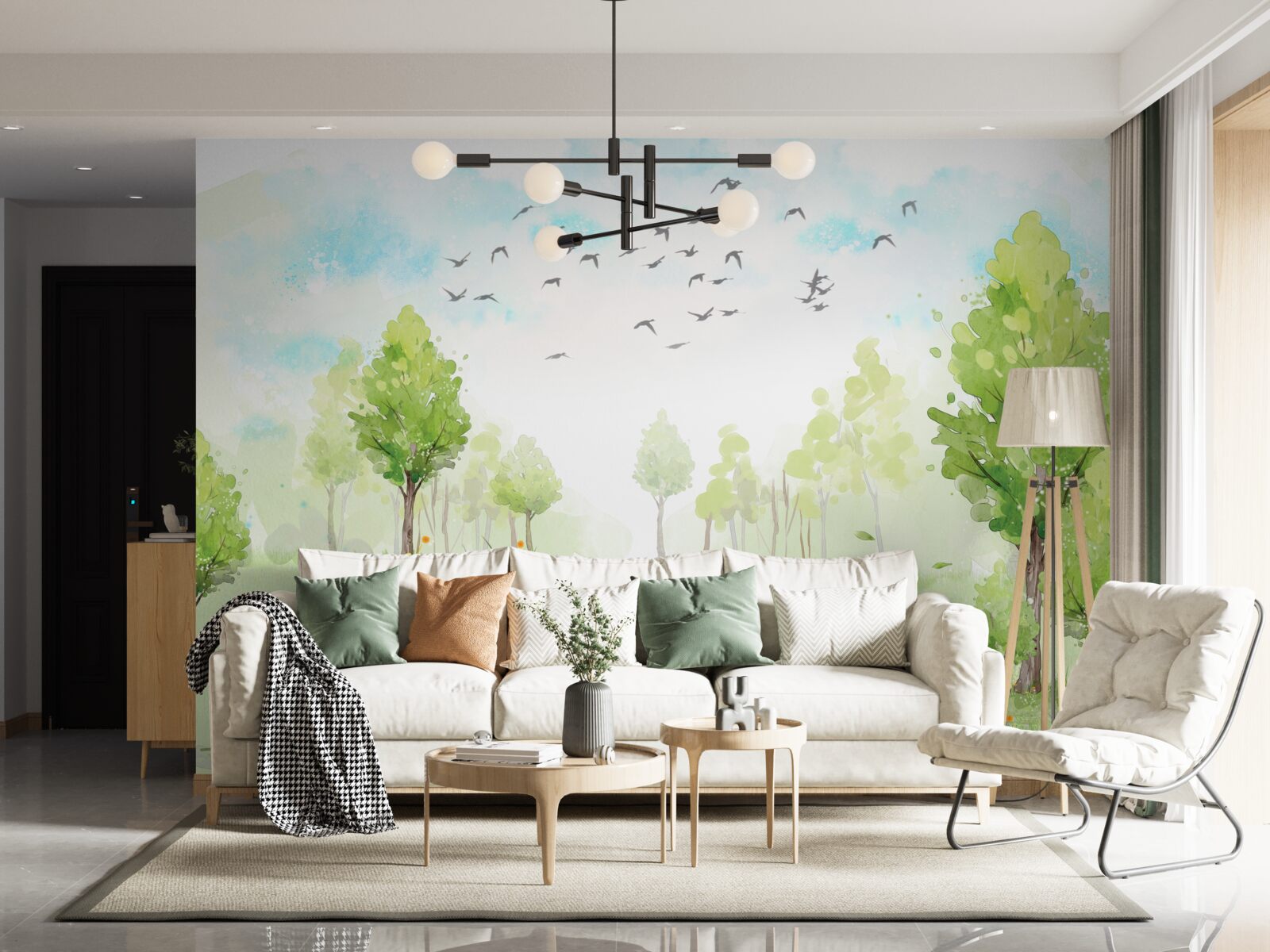 Fototapeta let vtákov medzi stromami