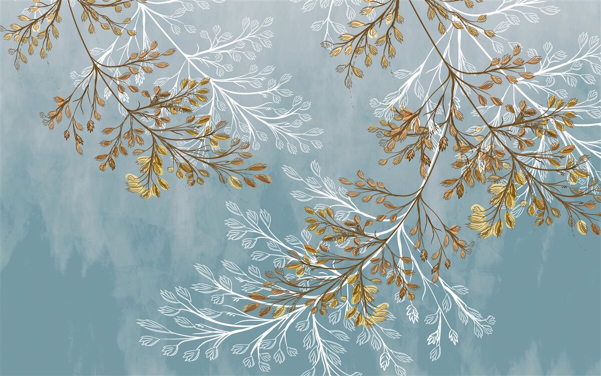 Fototapeta v zime sú konáre posiate zlatými strapcami