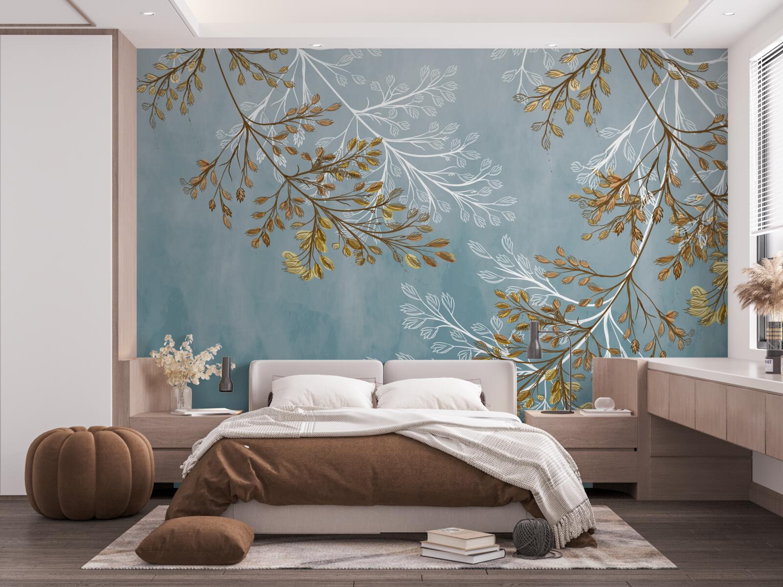 Fototapeta v zime sú konáre posiate zlatými strapcami