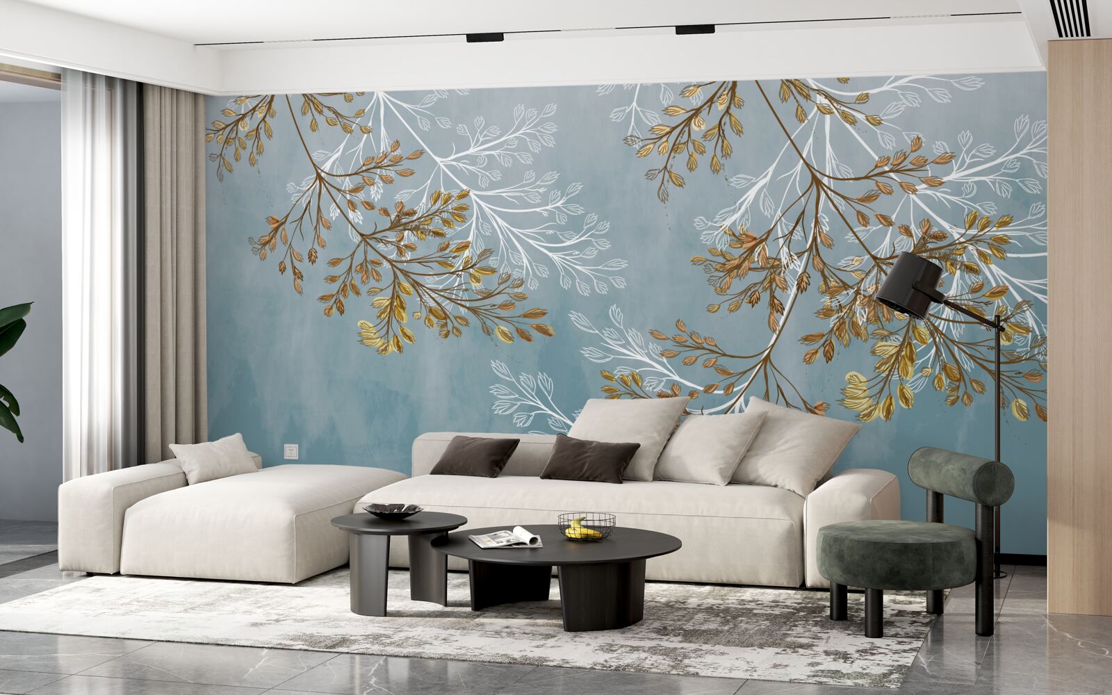 Fototapeta v zime sú konáre posiate zlatými strapcami