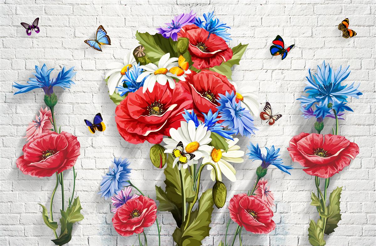 Fototapeta motýle a kvety naplnené nádherou jari