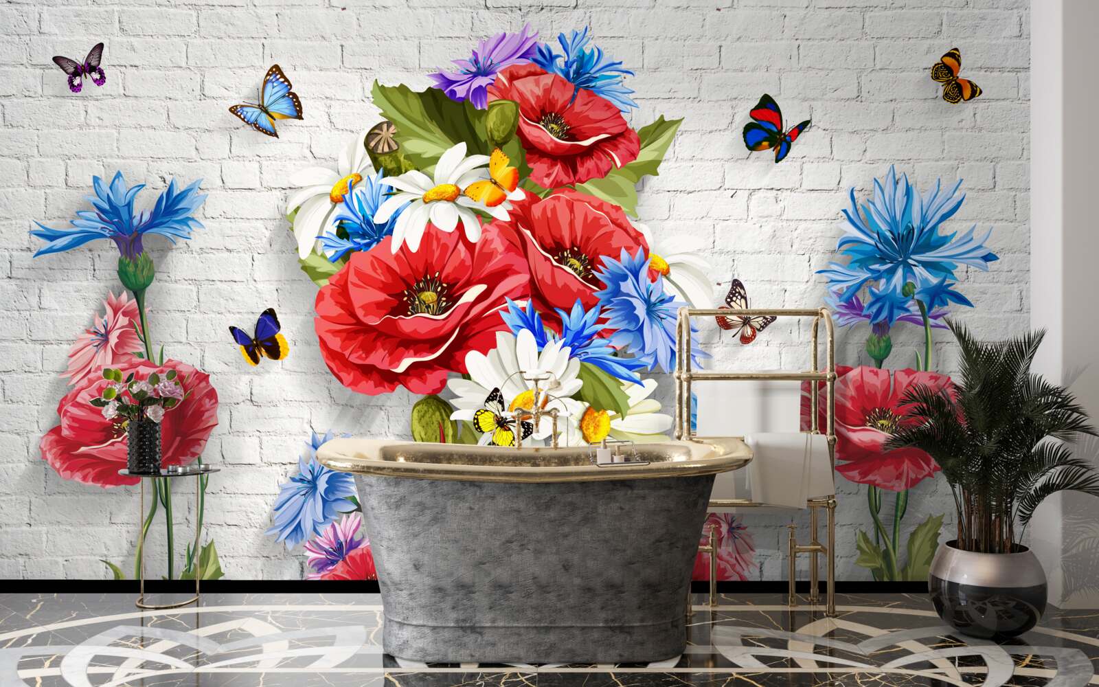 Fototapeta motýle a kvety naplnené nádherou jari