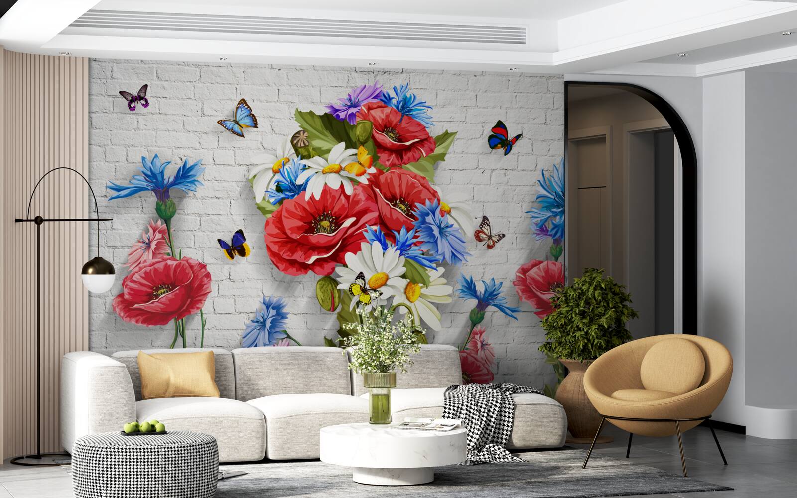 Fototapeta motýle a kvety naplnené nádherou jari