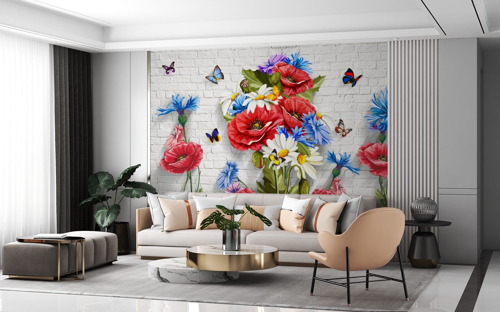 Fototapeta motýle a kvety naplnené nádherou jari