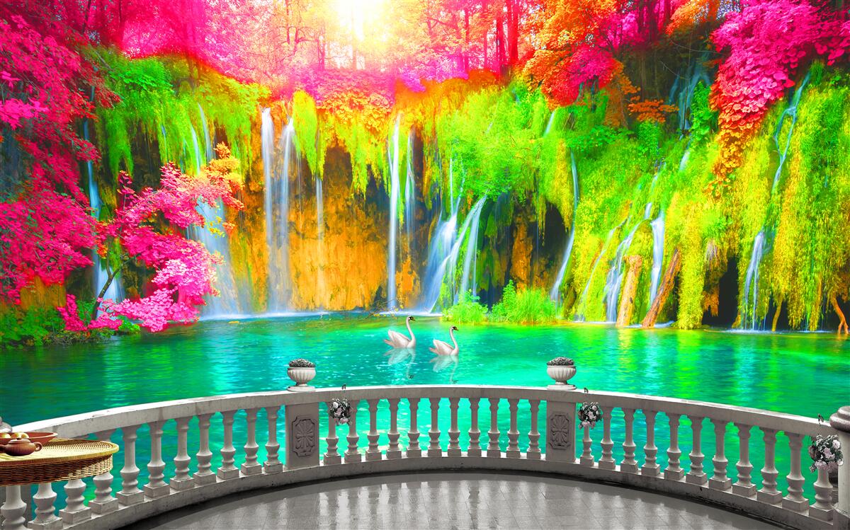 Fototapeta patio s panoramatickým výhľadom na malebnú prírodu